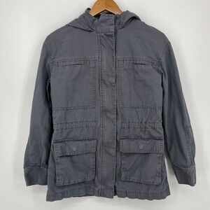 Universal Thread Jacket Women's Size XS Gray Full Zip Hooded Cotton Long Length